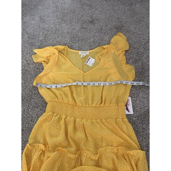 Jessica Simpson‎ Yellow Wrap Dress, Size L New Midi Tiered Dress - Picture 5 of 8